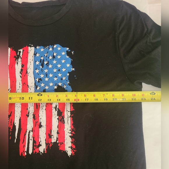 Black Distressed American Flag USA Pride America Patriotic T-Shirt Size XL - Picture 4 of 6